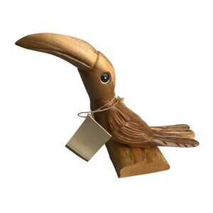 Vtg Hand Carved Costa Rican Toucan Bird Wood Sculpture Artesanias Internacionale